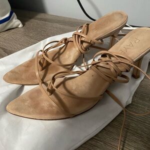 RAYE Tan Heeled Shoes with Criss-Cross Lacing
